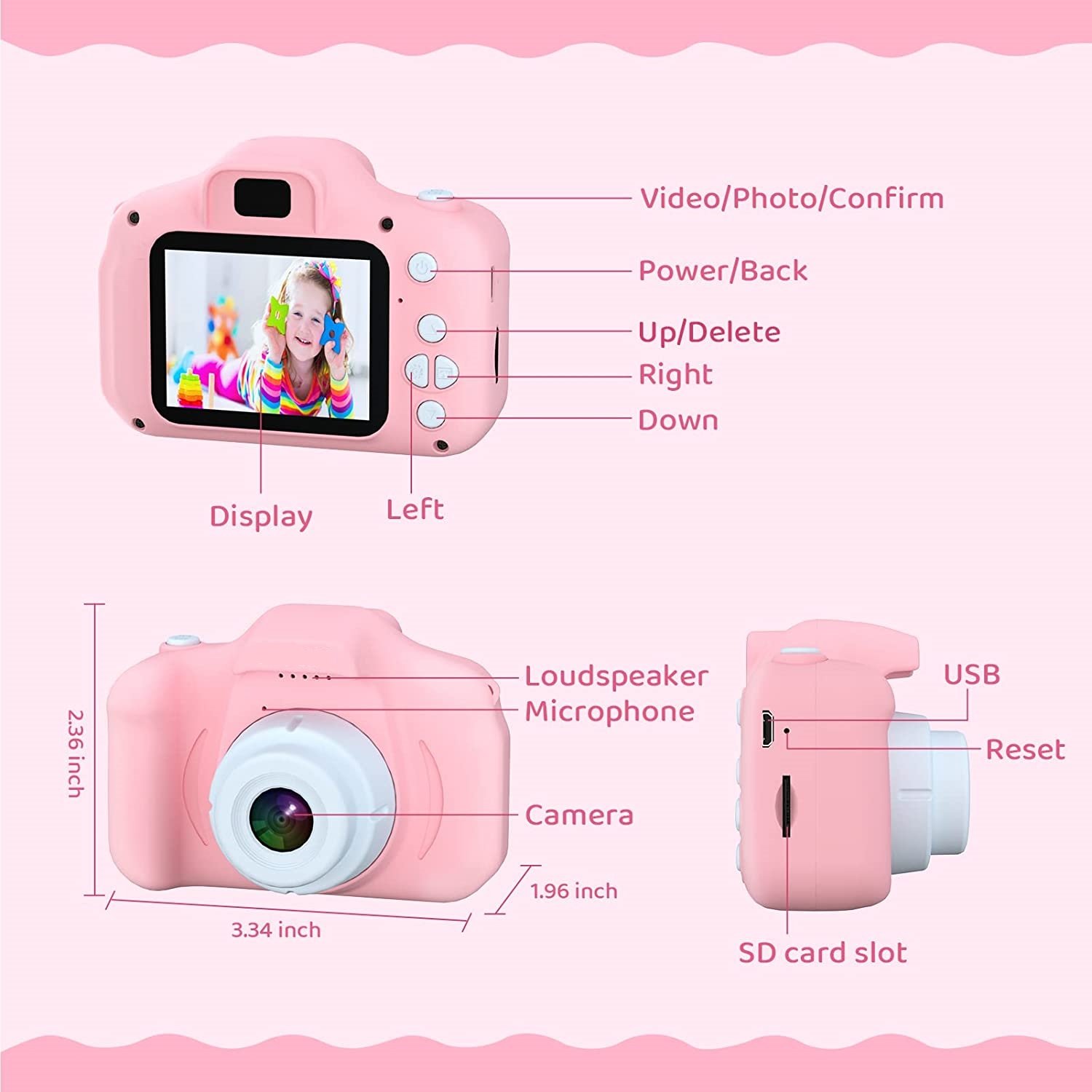For Age 3 4 5 6 7 8 Year Old Girls Boys Christmas Birthday Gifts baby Toy Upgrade HD Digital Kid Camera