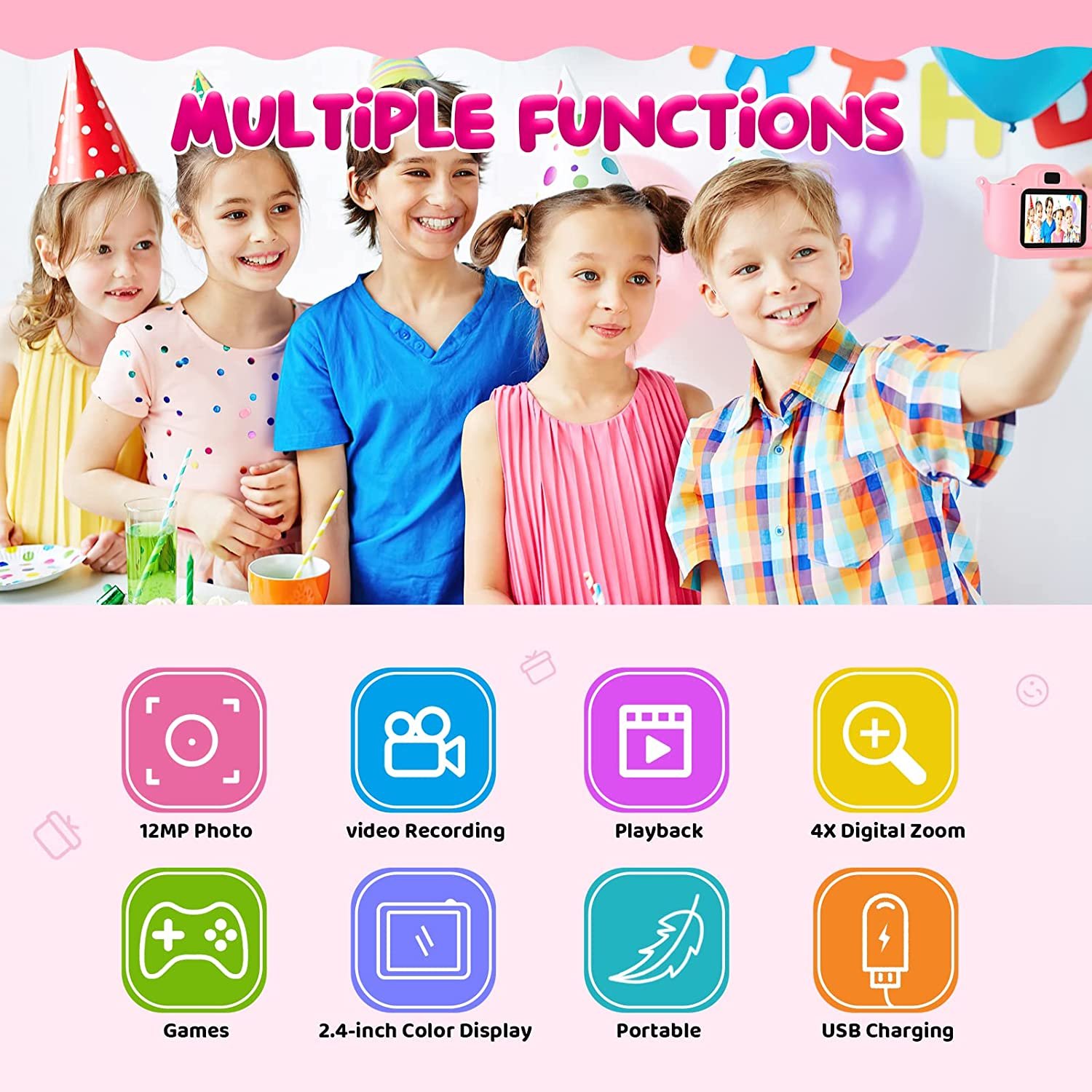 For Age 3 4 5 6 7 8 Year Old Girls Boys Christmas Birthday Gifts baby Toy Upgrade HD Digital Kid Camera