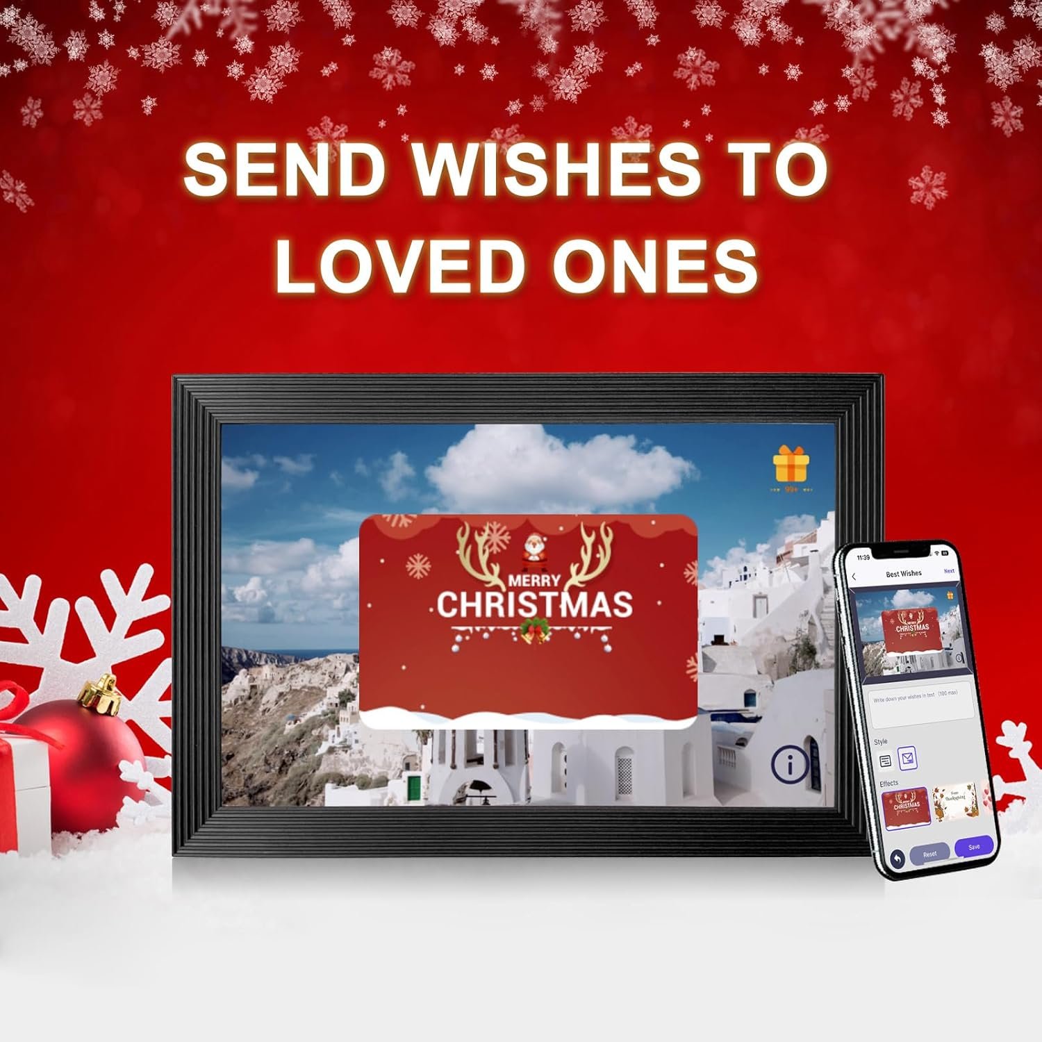 32GB 10.1 inch WiFi Digital LCD Smart Photo Frame 1280 * 800 IPS Touch Screen Support Mirco SD Card Extend Storage Auto-Rotate