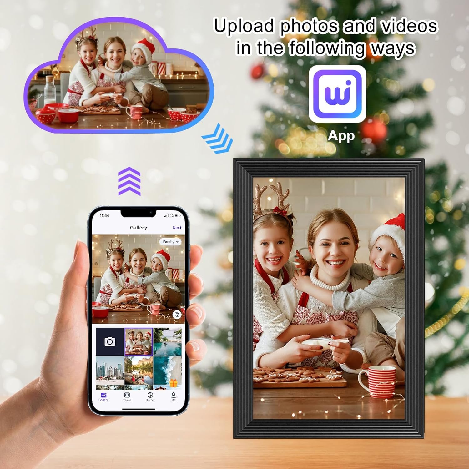 32GB 10.1 inch WiFi Digital LCD Smart Photo Frame 1280 * 800 IPS Touch Screen Support Mirco SD Card Extend Storage Auto-Rotate