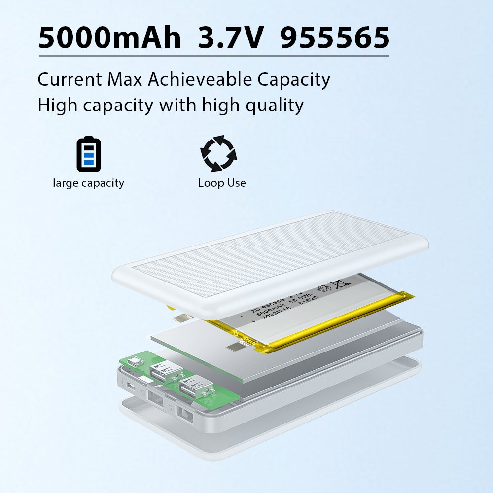 ZD 3.7V High capacity 5000mah 955565 lithium ion mobile power supply digital product polymer battery