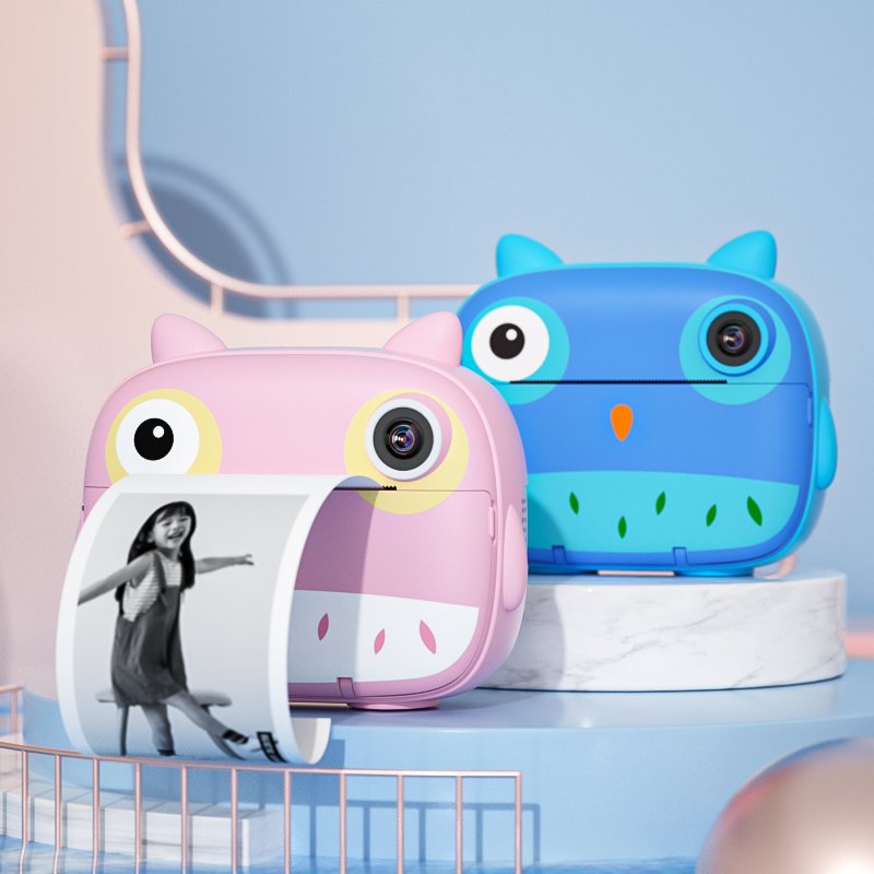 JJRC V17 Kids Selfie Camera Toy Mini printing Photo Video camera Children's gift MP3 instant print camera with fun games