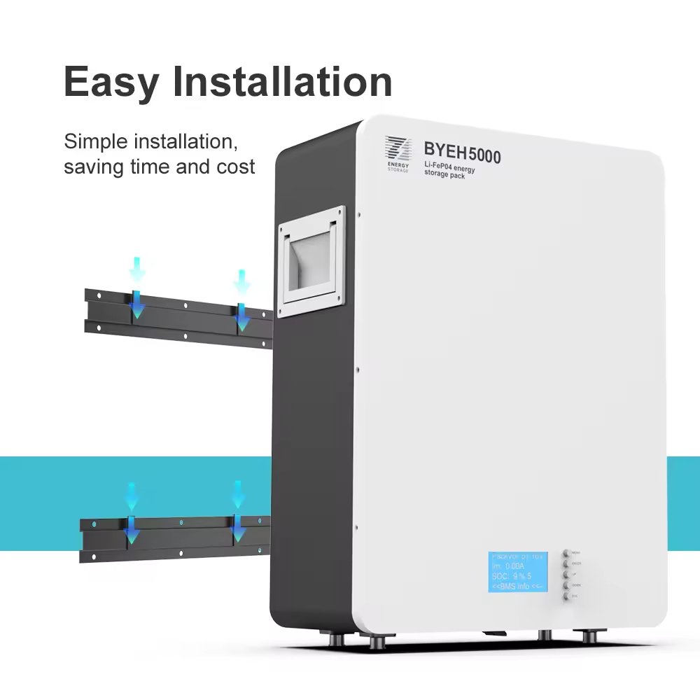 BENY 102ah Lifepo4 Digital Battery Wall-Mounted Energy Storage System CAN Communication 5.22Kwh 51.2v