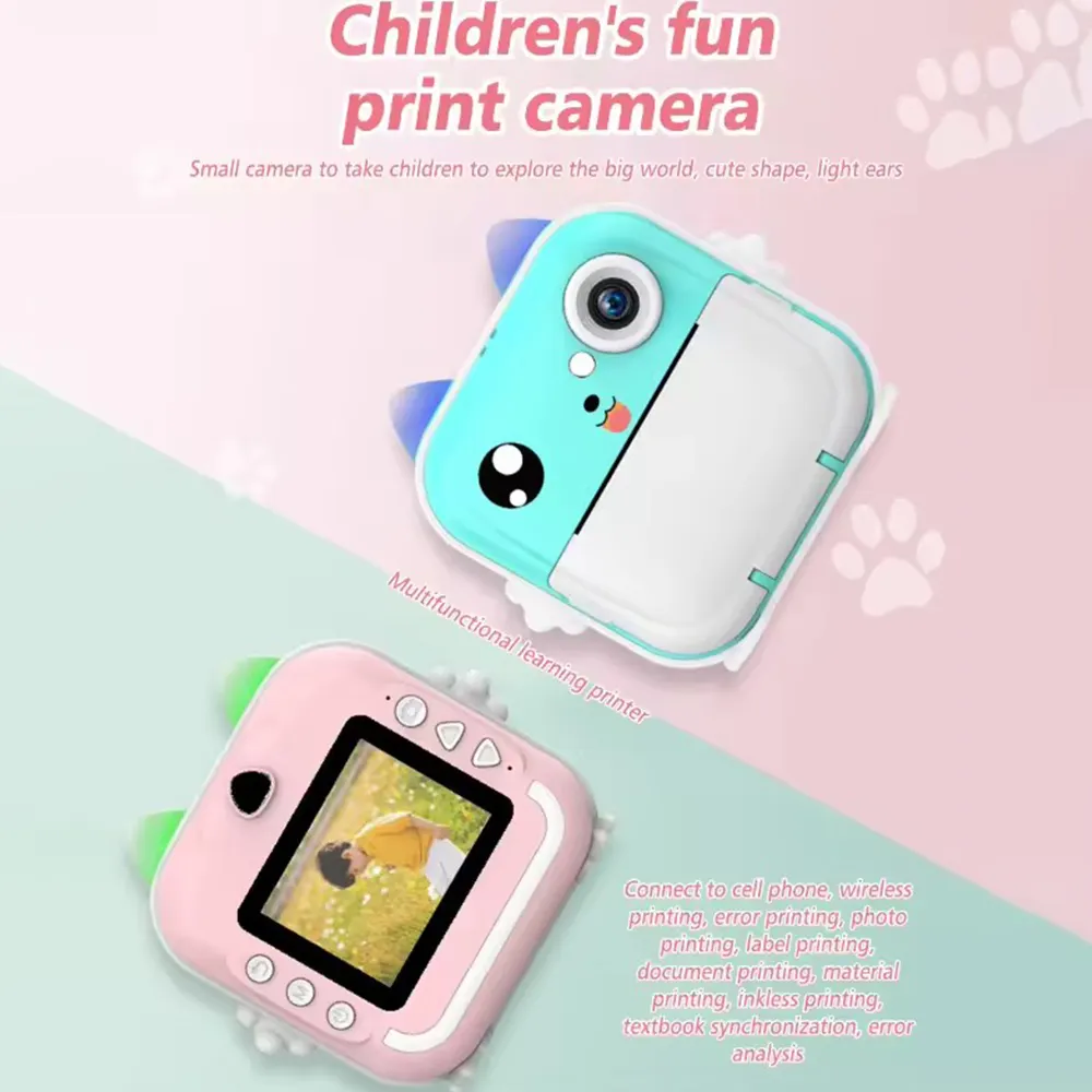 High quality Mini camera children's camera toy USB charger 4K photo video 2.4 inch instant printer kids camera