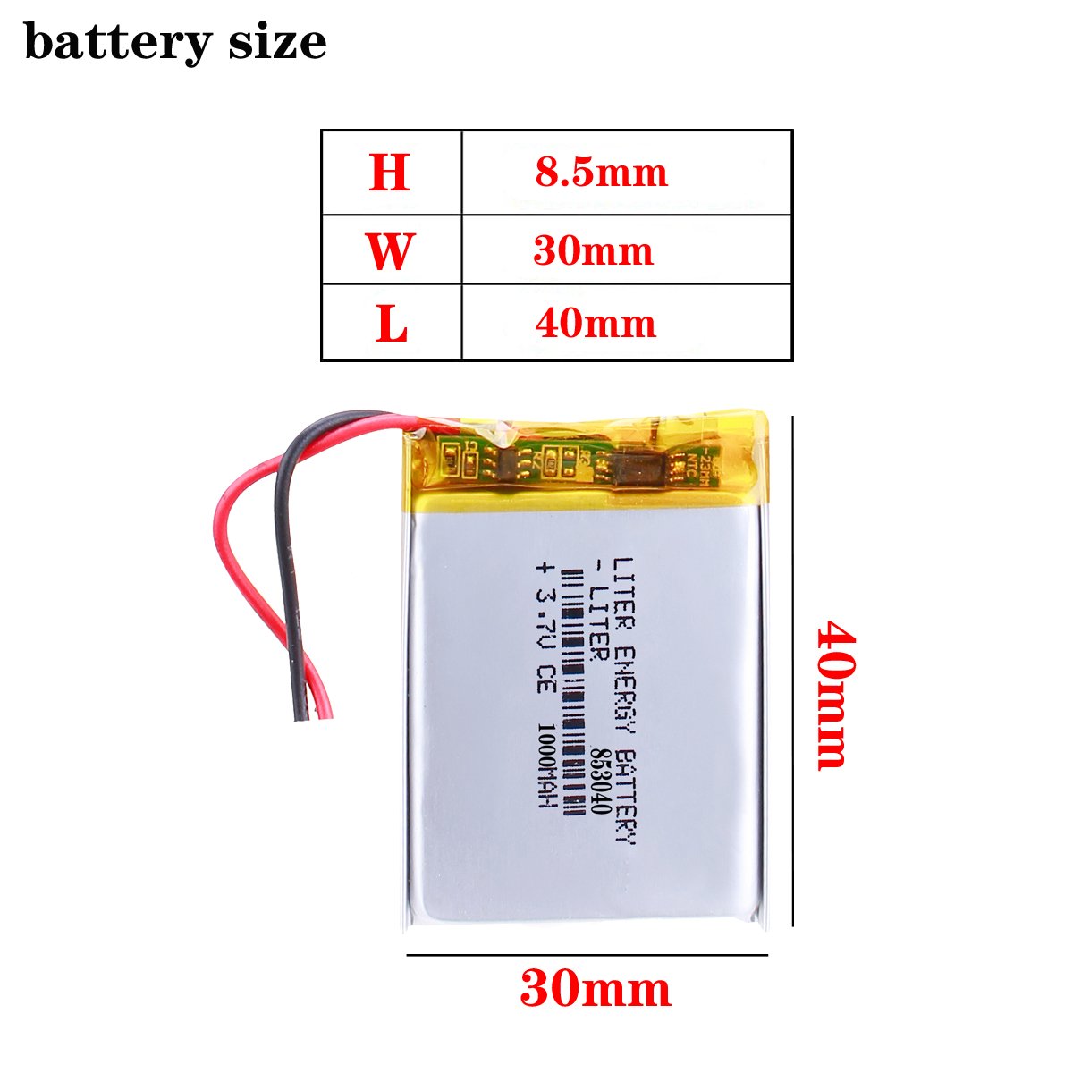 Lithium Battery 3.7V 853040 1000mah Rechargeable li-po battery for Toys Electric Products