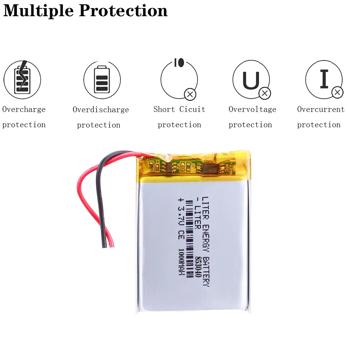 Lithium Battery 3.7V 853040 1000mah Rechargeable li-po battery for Toys Electric Products