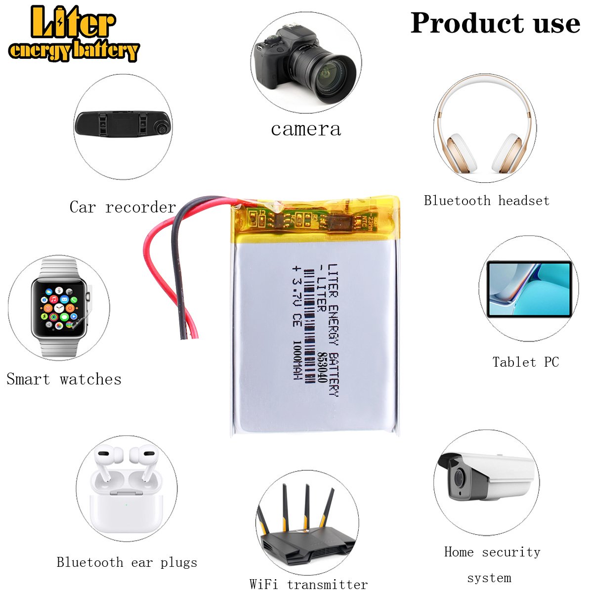 Lithium Battery 3.7V 853040 1000mah Rechargeable li-po battery for Toys Electric Products