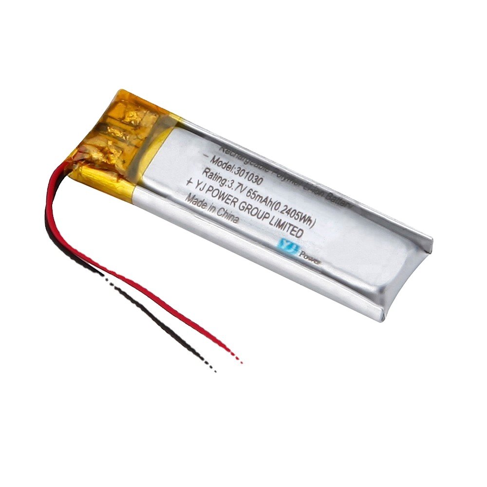 Factory price long cycle 301030 3.7v 65mAh rechargeable lithium ion battery for wireless earphone with KC UN38.3 IEC62133 MSDS