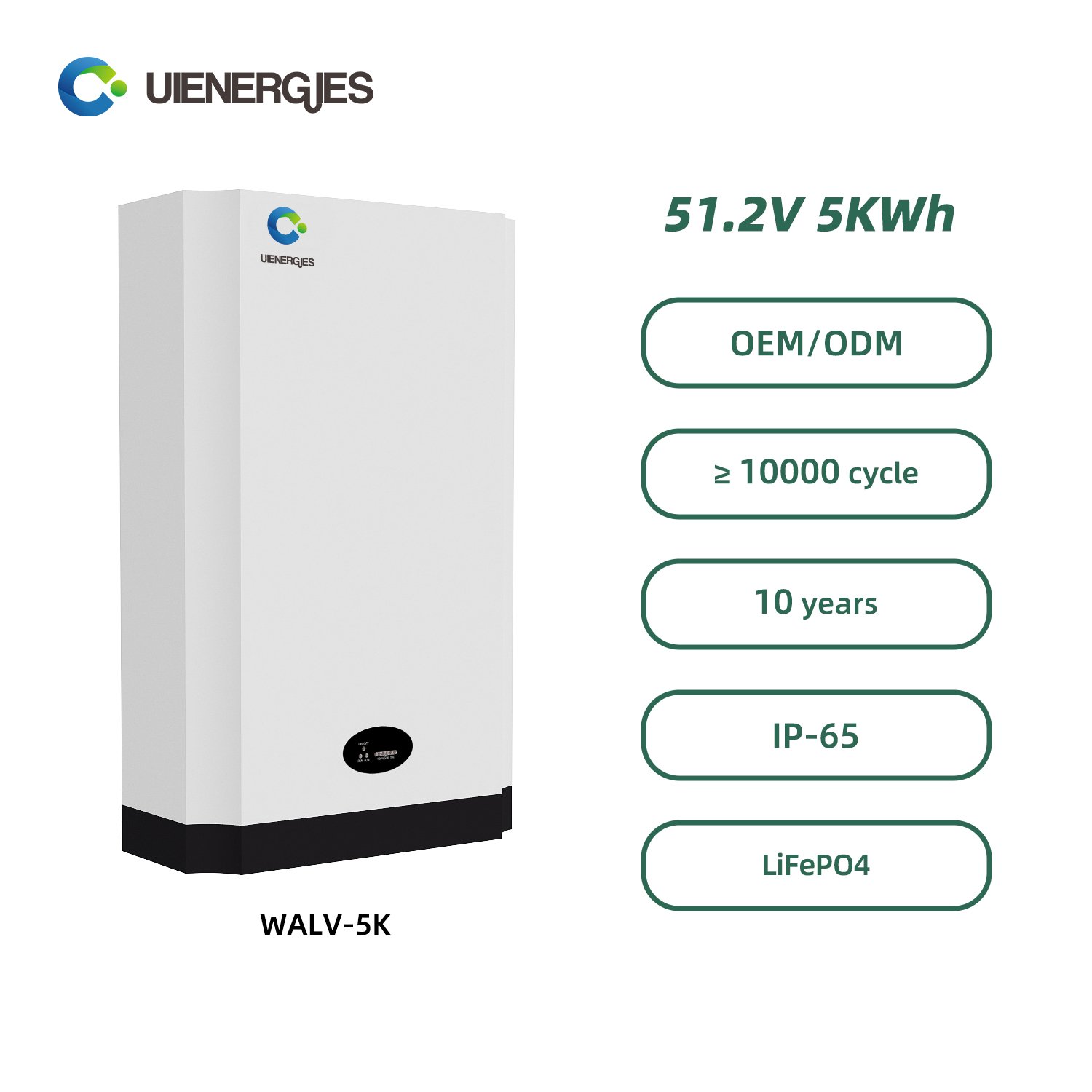UIENERGIES Low MOQ 5kwh battery lithium ion wall mounted 48v 100ah lifepo4 battery power 5kw solar energy system