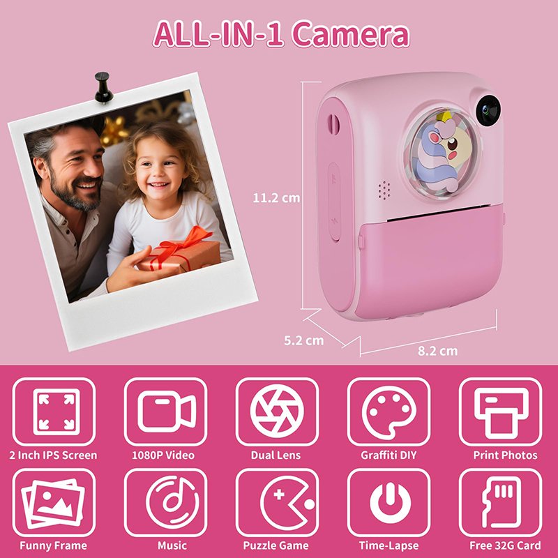 M1 Children Instant Print Camera For Kids Gifts Toys 1080p HD Mini Camera With Thermal Photo Paper Digital Camera