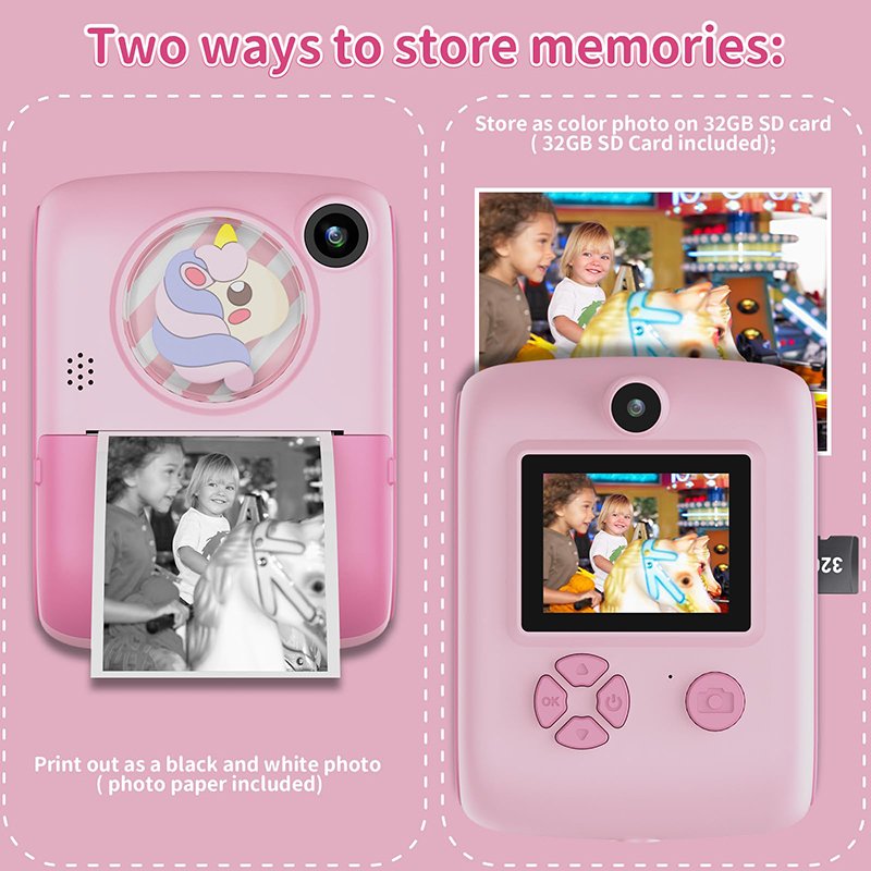 M1 Children Instant Print Camera For Kids Gifts Toys 1080p HD Mini Camera With Thermal Photo Paper Digital Camera