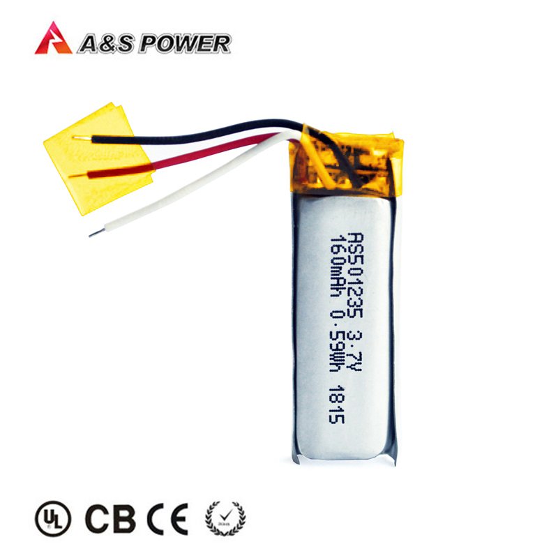 hot sale KC,UN38.3 certified rechargeable 501235 3.7v 160mAh lithium ion lipo Li-polymer battery for earphone