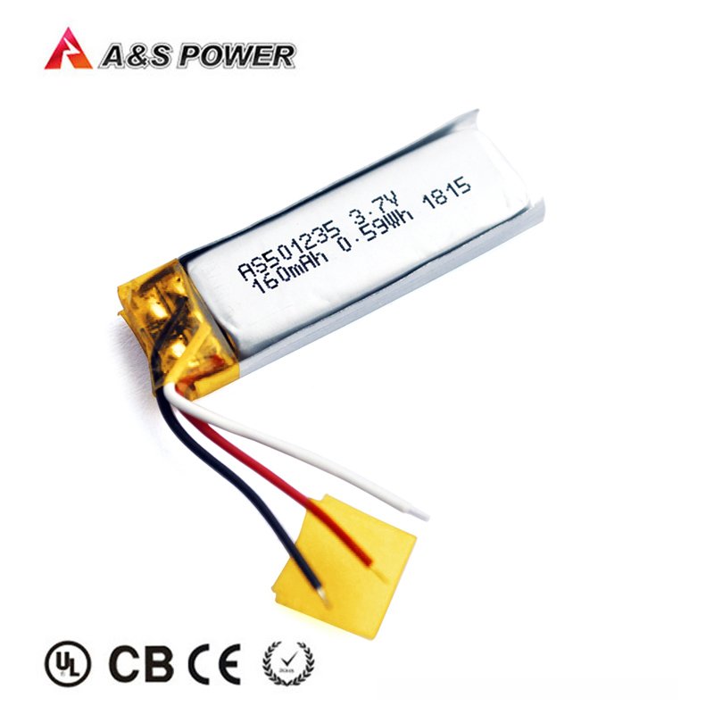hot sale KC,UN38.3 certified rechargeable 501235 3.7v 160mAh lithium ion lipo Li-polymer battery for earphone