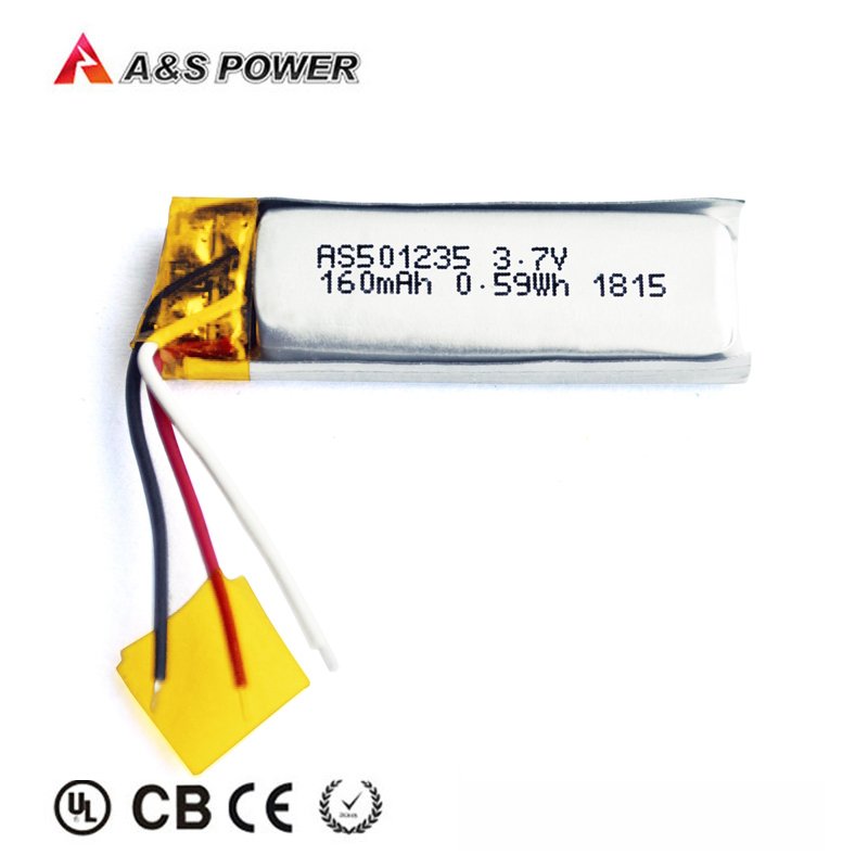 hot sale KC,UN38.3 certified rechargeable 501235 3.7v 160mAh lithium ion lipo Li-polymer battery for earphone