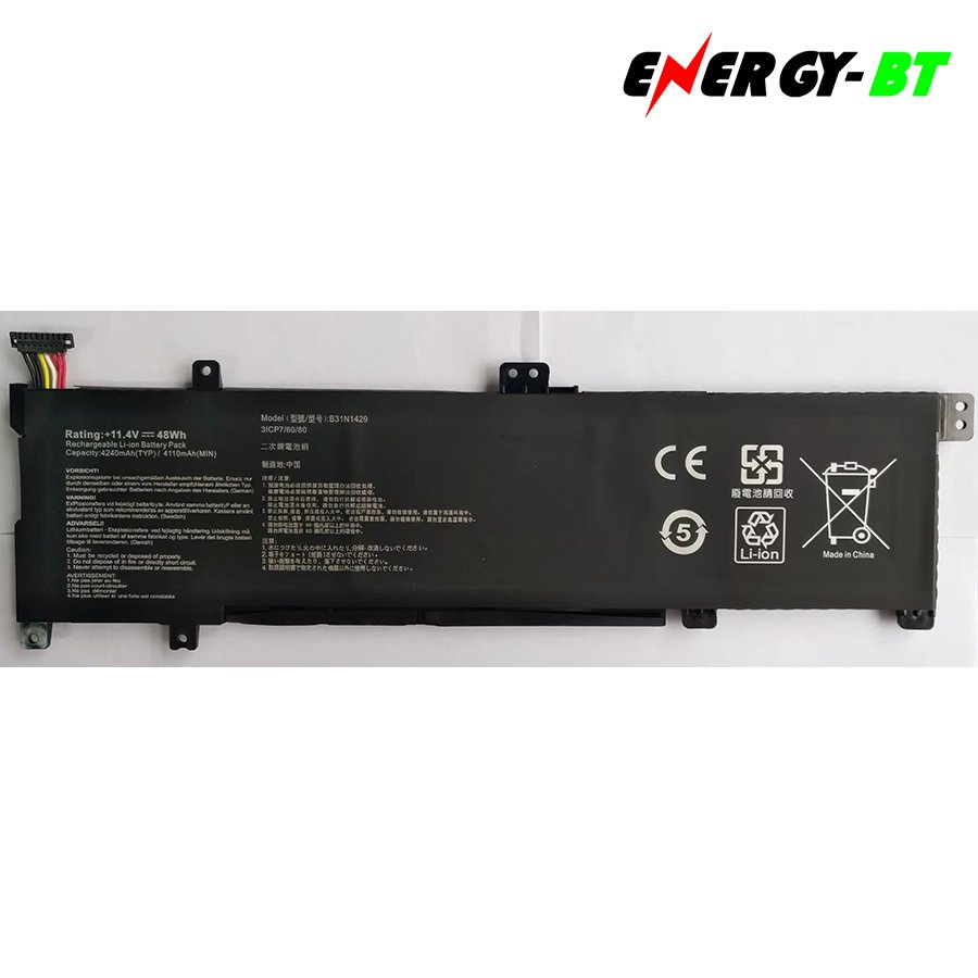 Quality Laptop battery B31N1429 For ASUS Laptop U5000 A501L A501LX A501LB K501U K501L K501UX V505L 11.4V 48WH Notebook battery