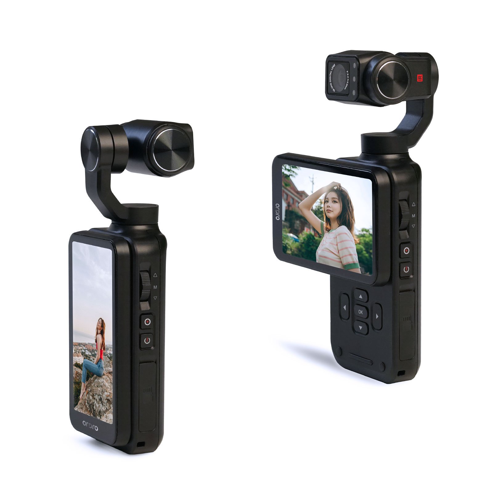 3-axis gimbal pocket camera face tracking digital camera with long battery life Night vision for outdoor sports video camera