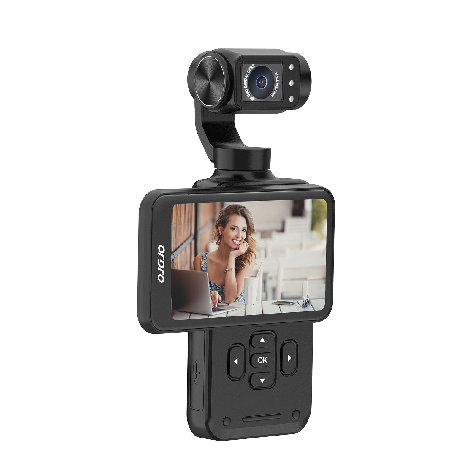 3-axis gimbal pocket camera face tracking digital camera with long battery life Night vision for outdoor sports video camera