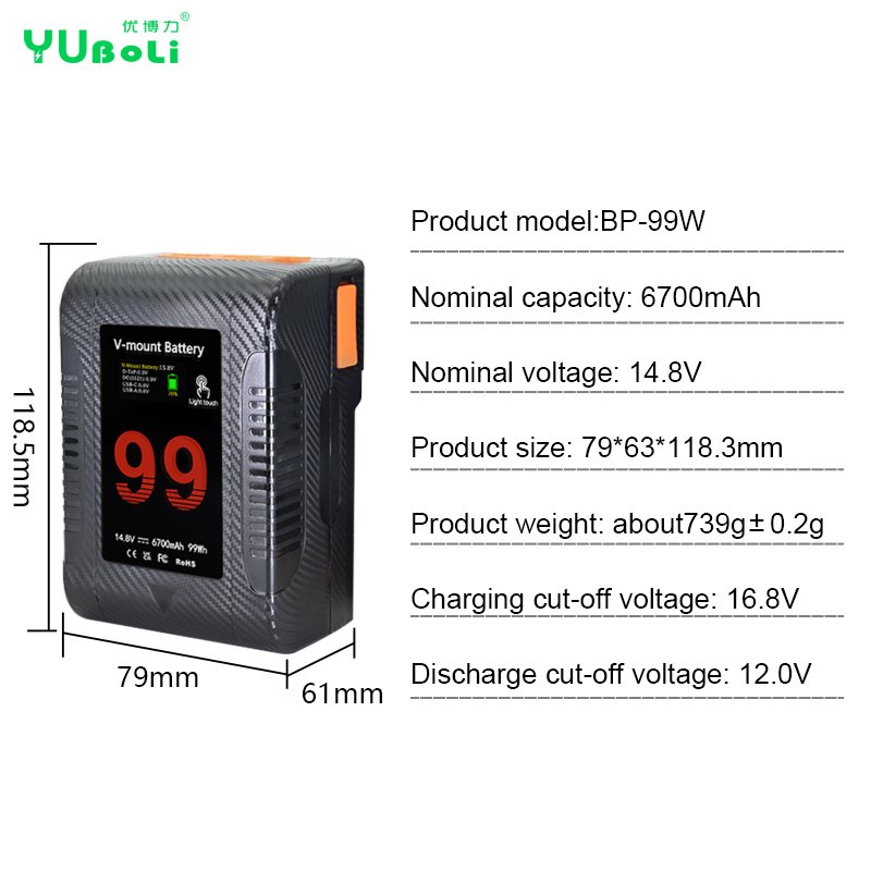 6700mAh V Mount Battery BP-99 BP99 For Sony Camcorder and Photography Lights and Monitor