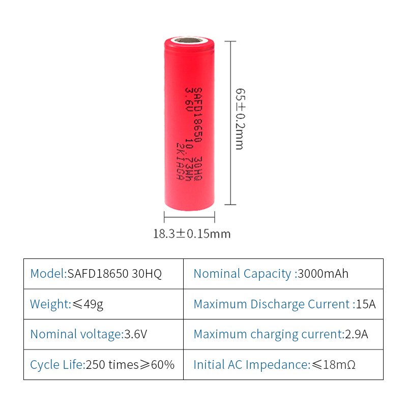 Original 18650 3000mah Battery 18650 30Hq