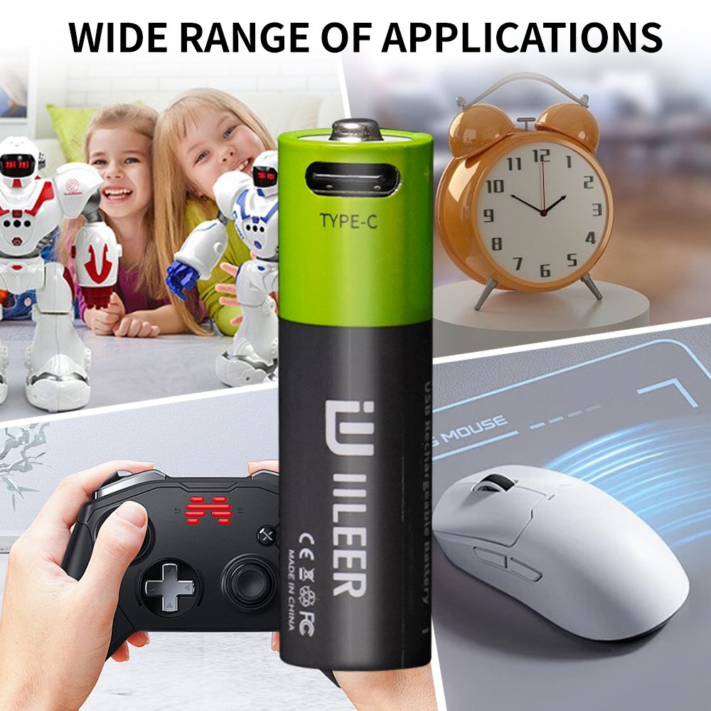Factory Price 1.5V Lithium battery 3515mWh AA Rechargeable 2000mAh 1200 Cycles With Type C Charing Port For Outdoor Flashlight
