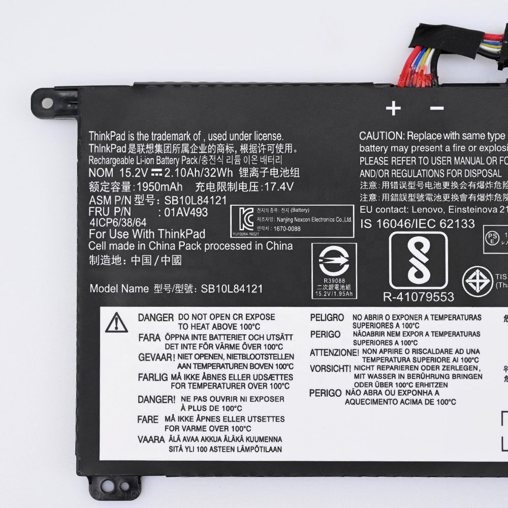New SB10L84121 01AV493 Laptop Battery for Lenovo ThinkPad T570 T580 P51S P52S Series 00UR892 4ICP6/38/64 SB10L84123 SB10L84122