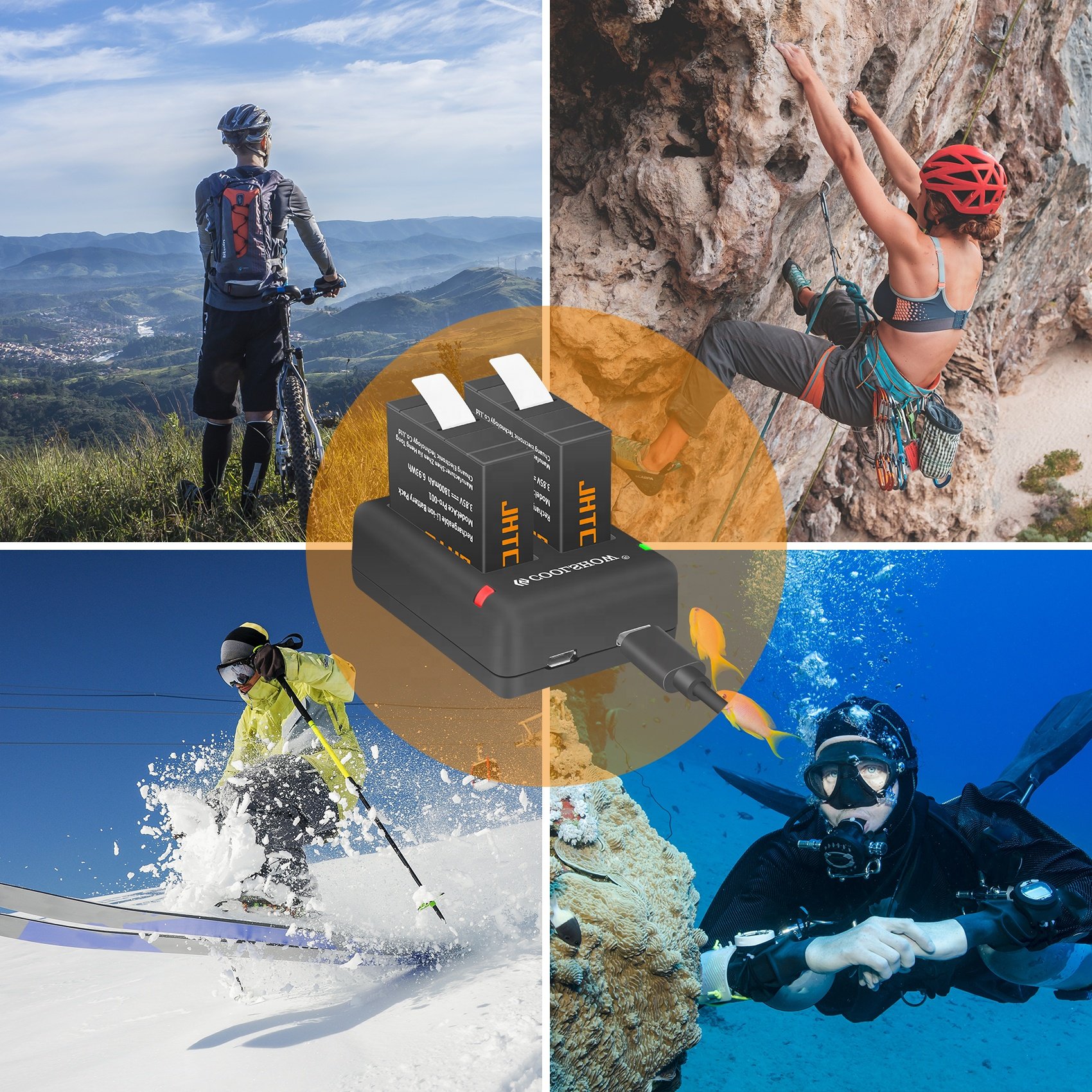 JHTC For Insta360 Pro Ace 1800mAh Battery and LED Dual Charger For Insta360 Ace Pro Battery Accessories
