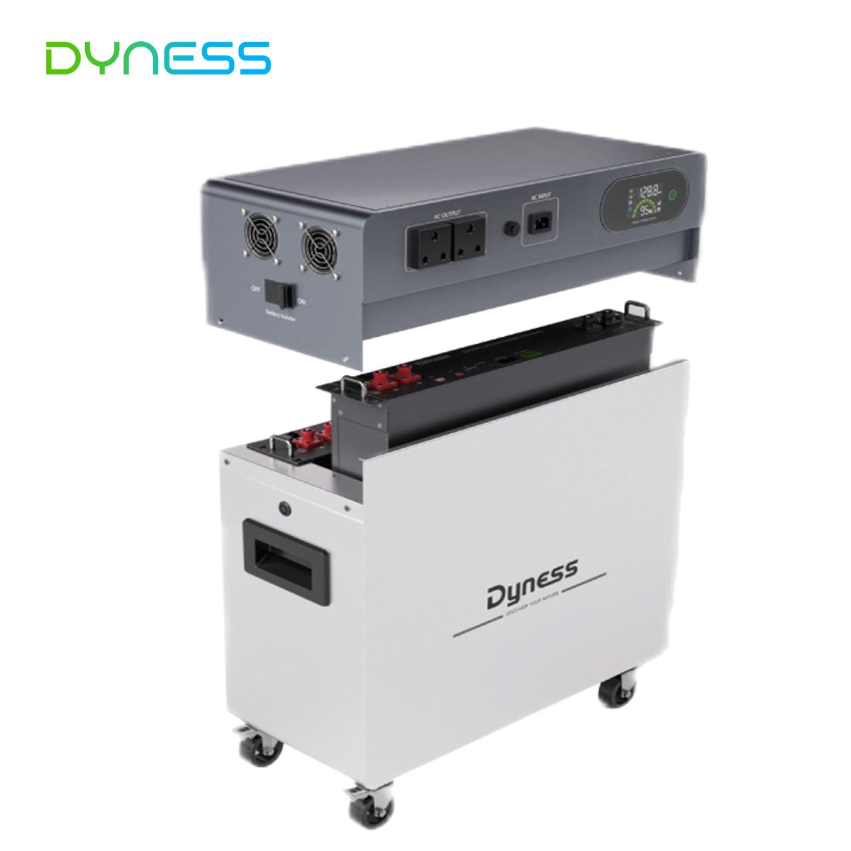 Dyness 3kw output Power all in one off grids solar energy storage with 48v 100ah lifepo4 battery Dual mppt inverter wheel