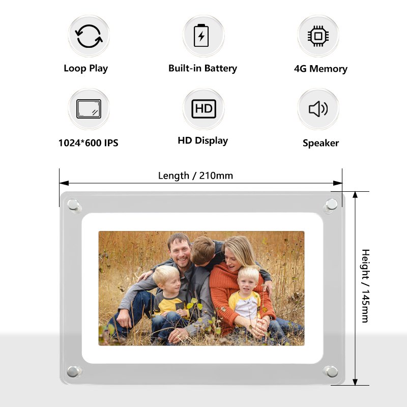 Customization Wifi Picture Album Li-on Battery Powered 7 Inch Digital Photo Frame as gifts