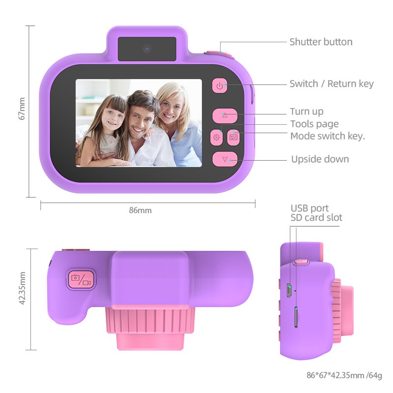 YYTech Kids Camera Toys for Children 3 to 6 Digital Camera for Toddler with Video Birthday Festival for Kids Support 32GB Card