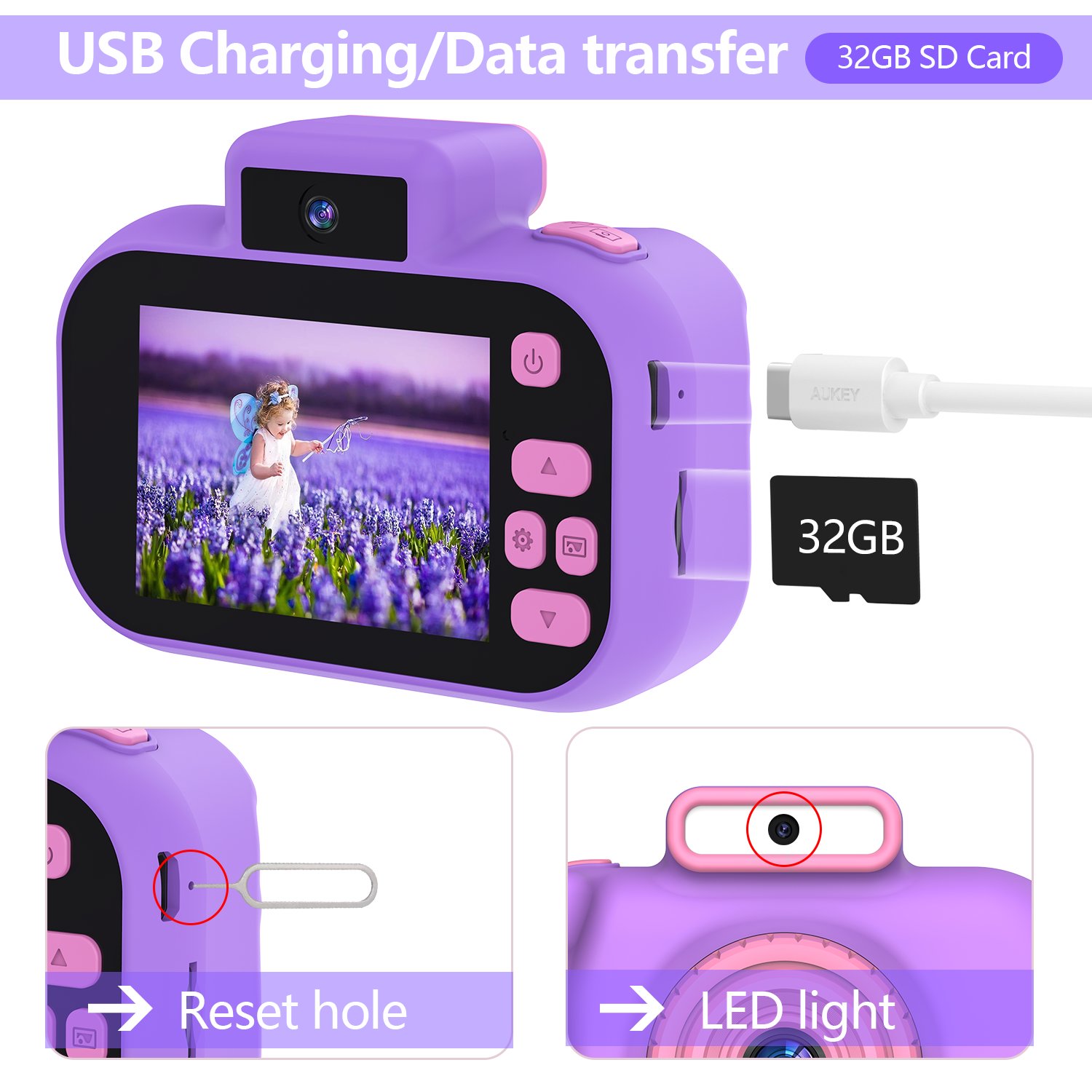 YYTech Kids Camera Toys for Children 3 to 6 Digital Camera for Toddler with Video Birthday Festival for Kids Support 32GB Card