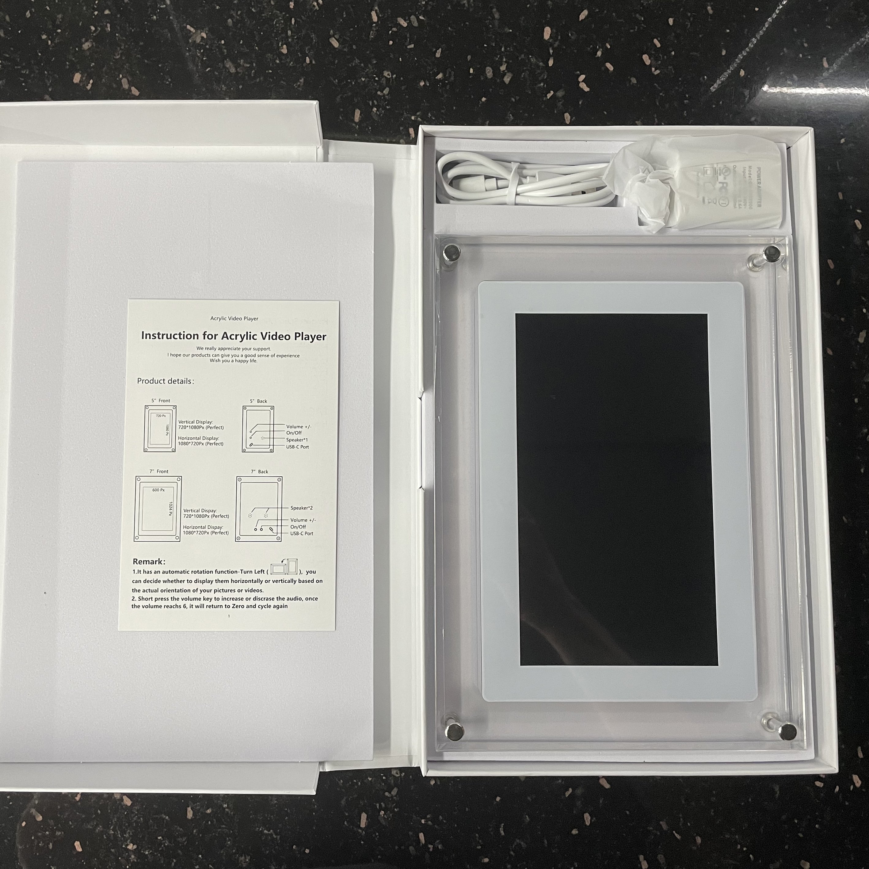 Factory 4 inch 2GB advertising player Art Acrylic Digital Photo Picture Frame with Battery automatic rotation function