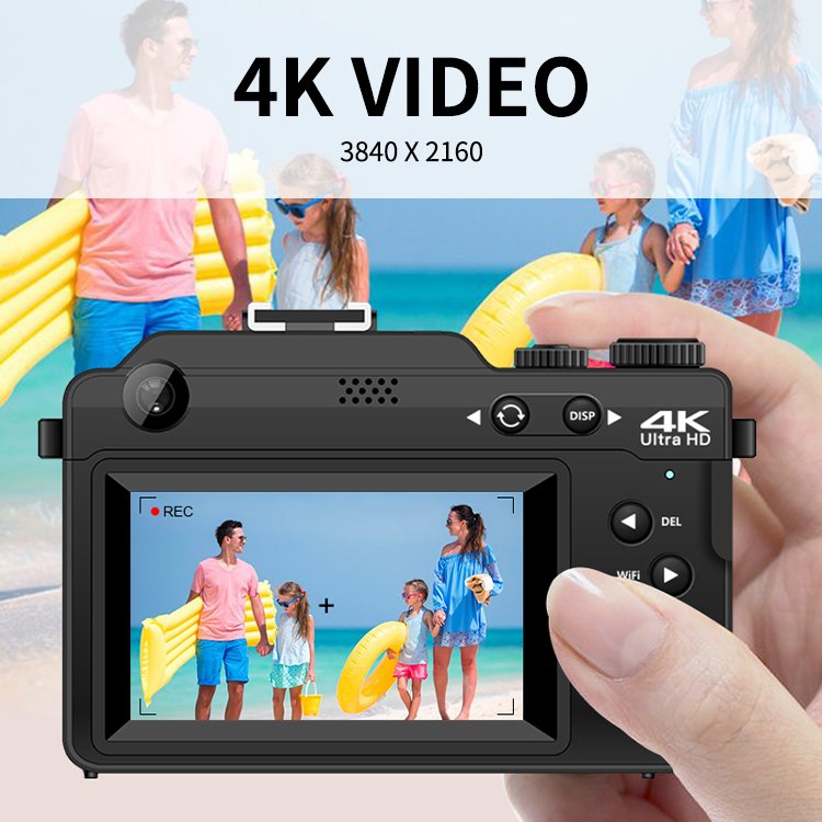 48MP Autofocus 4k Video Camera with 3 Inch Screen 18X Digital Zoom Compact Recorder Vlogging Cameras
