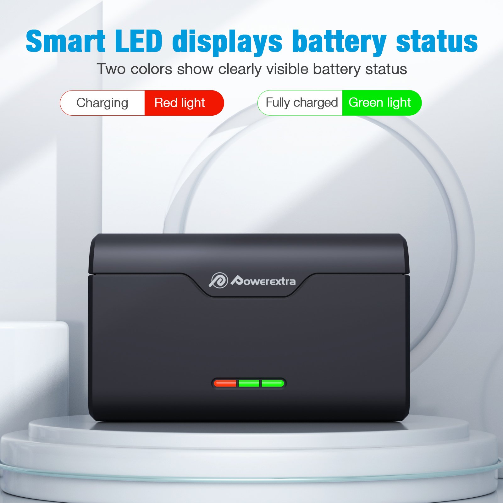 Powerextra Mini Battery Storage Box 3 Slots Type C Fast Rechargeable Camera Batteries Charger For Gopro 10/9/8/7/6/5 Battery