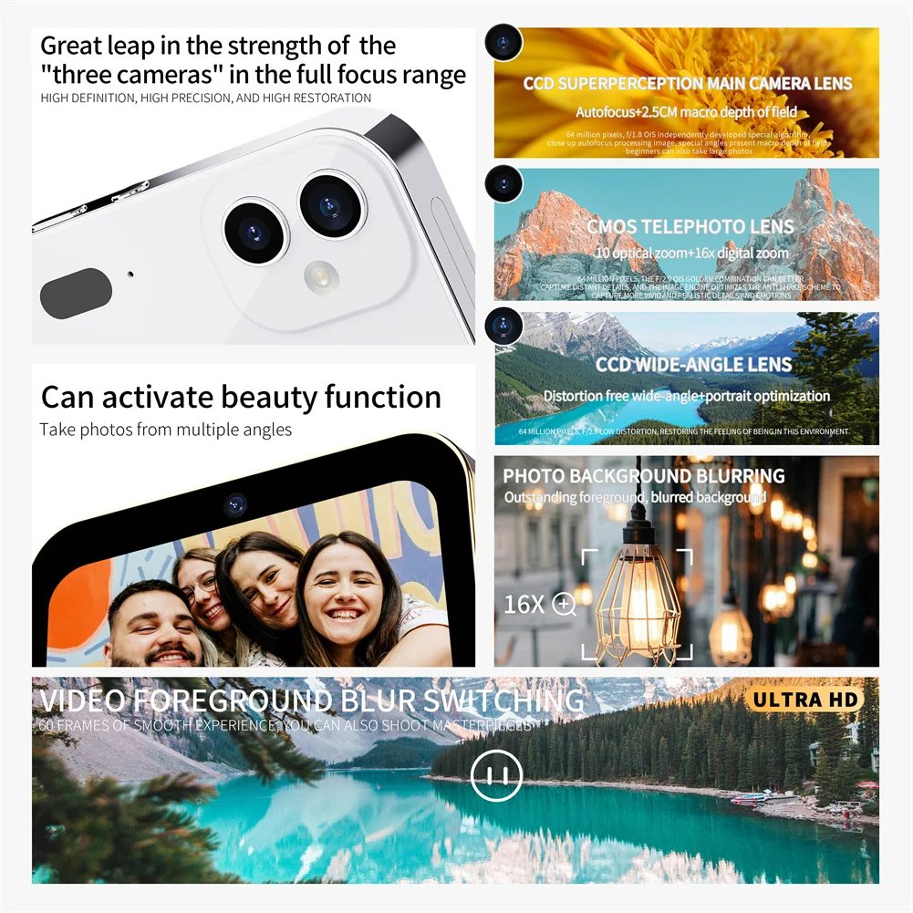 D6 Digital Camera 4K HD Camera Recorder Music Player Touch Control Screen Vlogging Camera Night Vision 64MP Camcorder