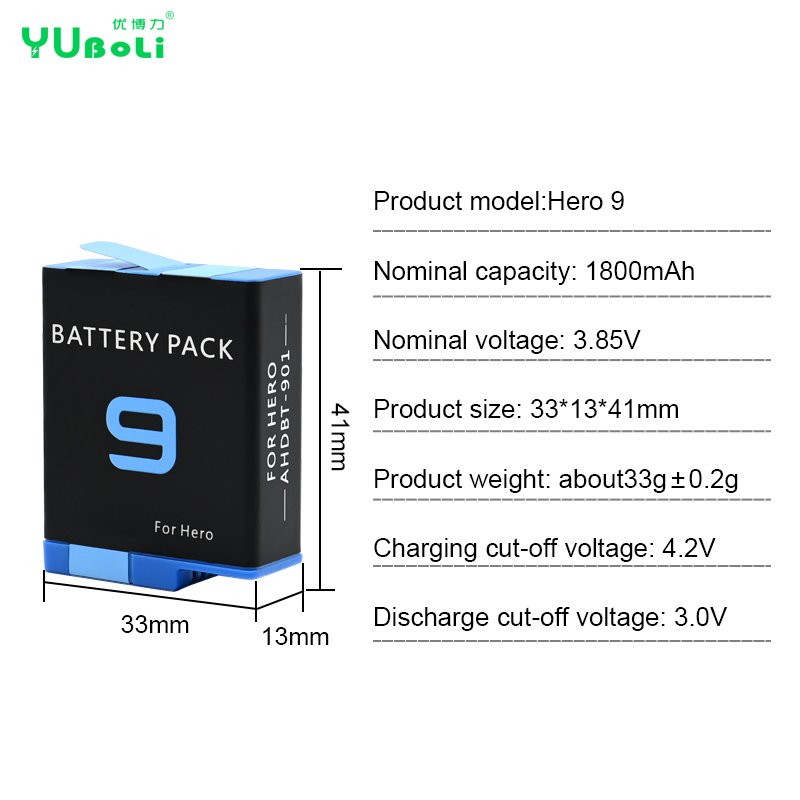 OEM 1800mAh Action Camera Battery AHDBT-901 AHDBT901 For GoPro Hero 9 Digital Batteries