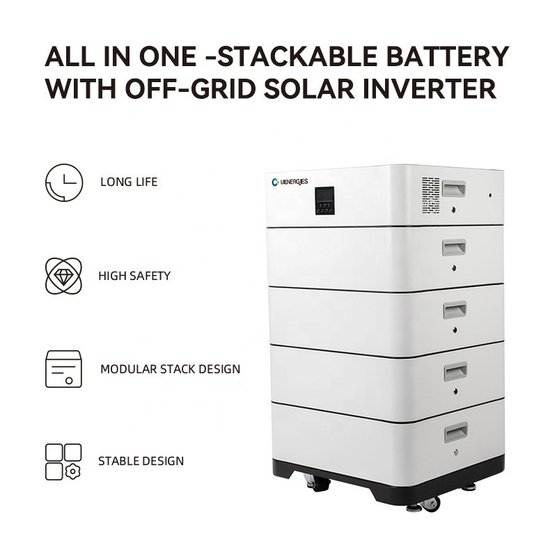 UIENERGIES OEM stacked lithium battery 10kwh all in one inverter and battery 5kw inverter with battery for home all in one