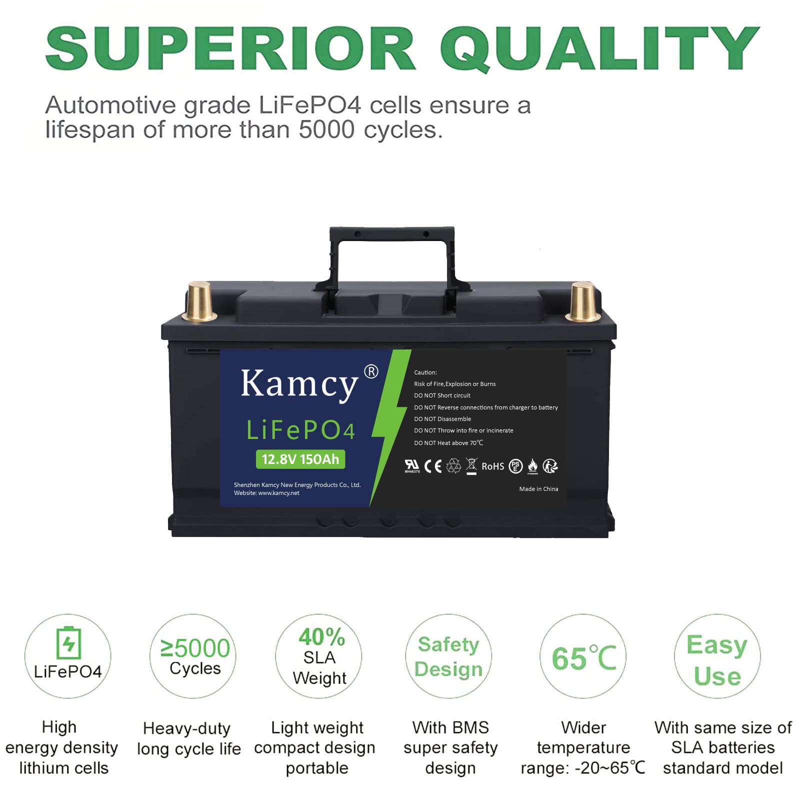 Kamcy Solar 12.8V 150Ah rechargeable lithium LiFePO4 batteries 24V 48v Case PACK Batteries for Golf Cart