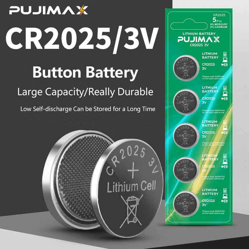PUJIMAX 3v button battery pack 10pcs lithium battery CR2025 disposable battery for weighing scale calculators camera