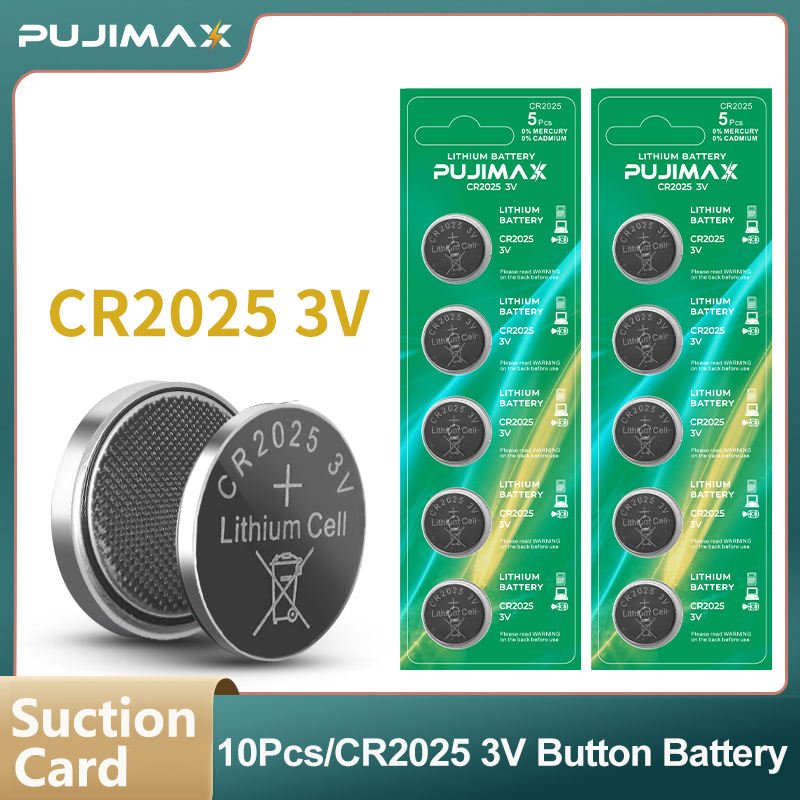 PUJIMAX 3v button battery pack 10pcs lithium battery CR2025 disposable battery for weighing scale calculators camera