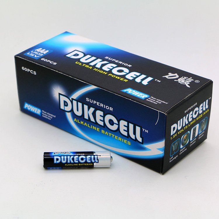 Dukecell r03 AAA um3 Dry Cell Battery Alkaline Batteries for Kids Electric Car Toys Western OEM not Rechargeable Foil Shelf