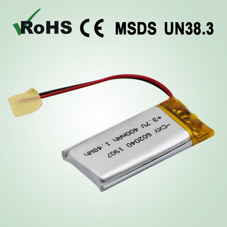 CE Certification hot sale high quality 602040P 3.7V 400mAh 1.48wh rechargeable Lithium polymer Battery for electronic products