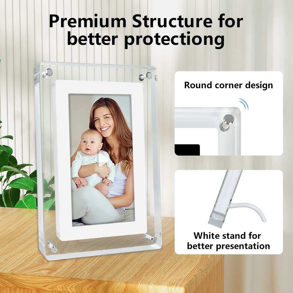 7 inch IPS screen 4GB memory digital lcd picture frame A Grade Screen Download Free acrylic photo frame battery with plug