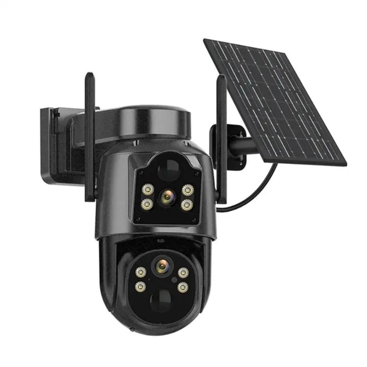 Low Power Black Color Wireless 4MP Battery Dual Lens Wifi Security Solar 4G Camera Icsee