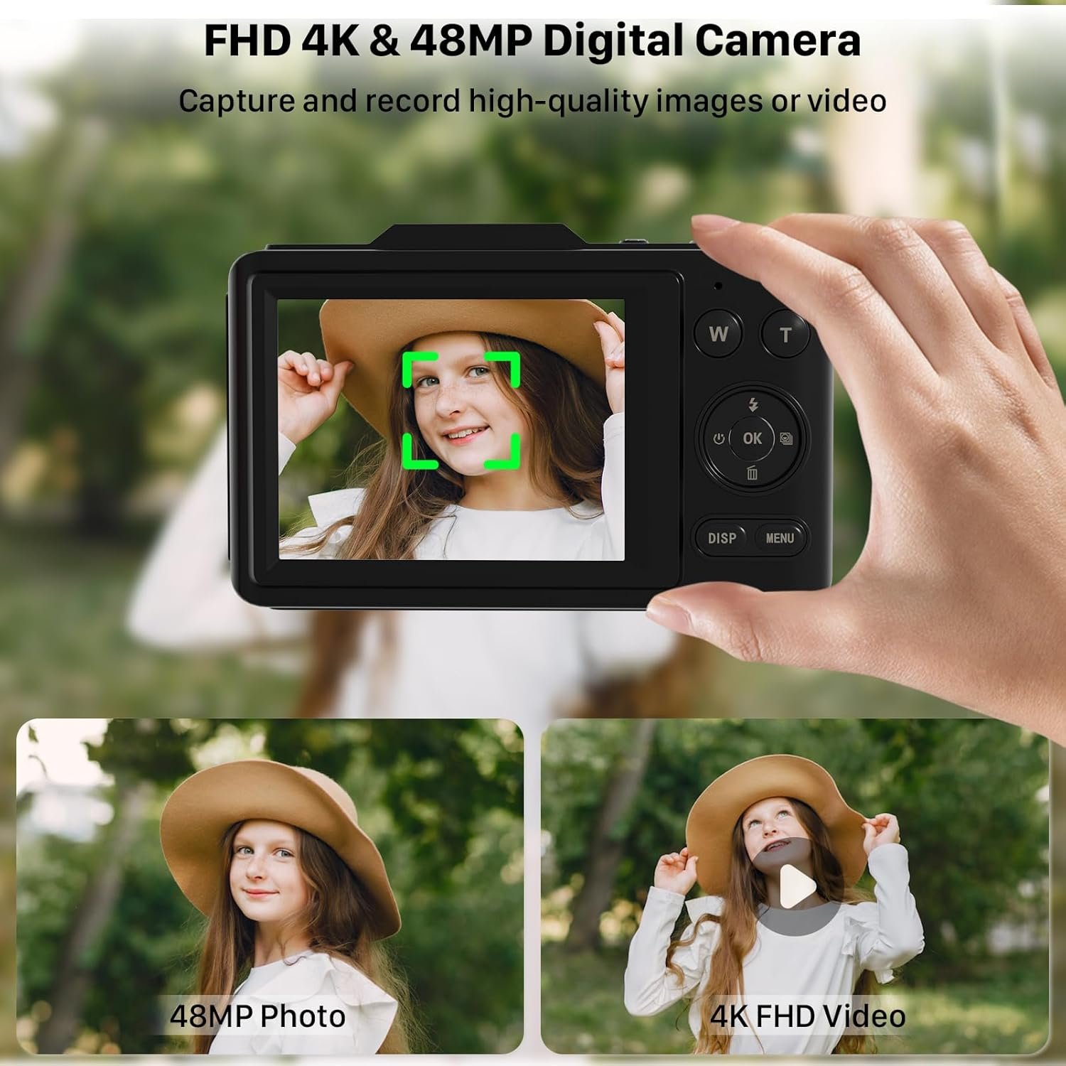 YYTech Digital Camera 4K 1080P 16X Zoom 2.8" Inch IPS Screen with Anti Shake Student Camera for 4-10 Years Boys Girls Kids