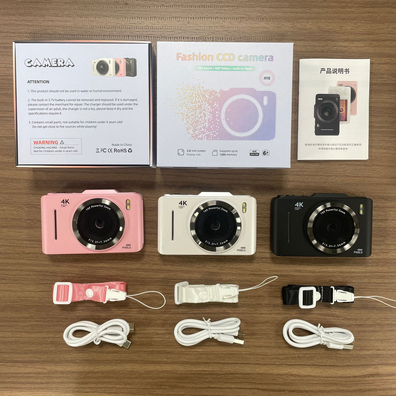 YYTech Digital Camera 4K 1080P 16X Zoom 2.8" Inch IPS Screen with Anti Shake Student Camera for 4-10 Years Boys Girls Kids