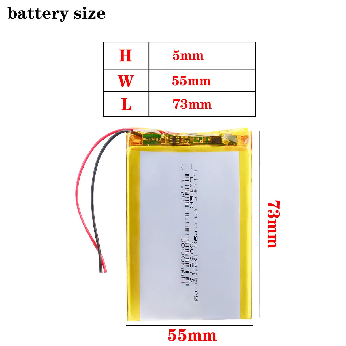 Factory direct sales 505573 3.7V 3000mAh+protective board+2 wires suitable for digital devices
