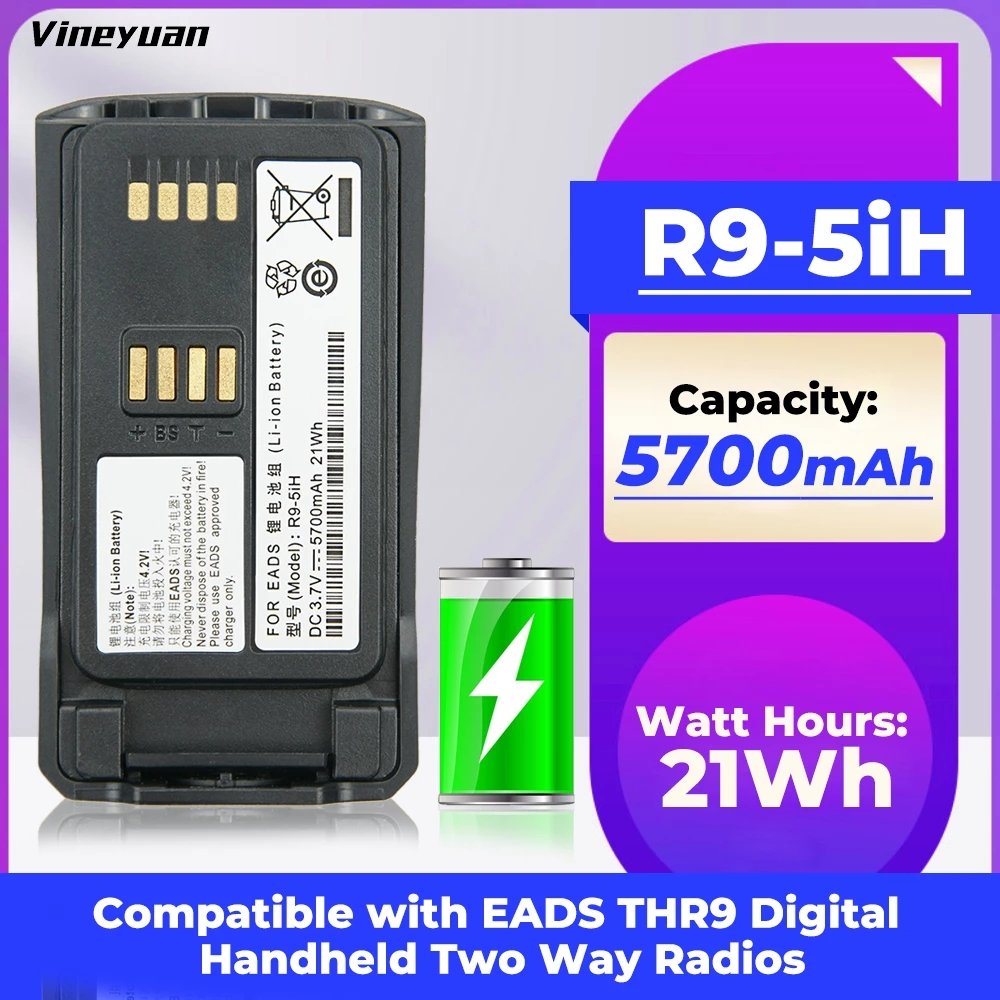 3.7V 5700mAh Battery for EADS THR9 Li-ion Battery EADS THR9 Handheld Digital Two Way Radio Battery