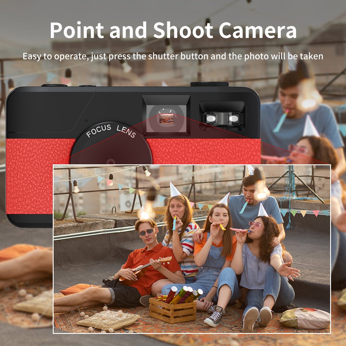 Retro Screenless Digital Camera Screen-free 8 Mode Filters Without Screen 8MP Photo with Photo Counter LED Flash Camping Camera