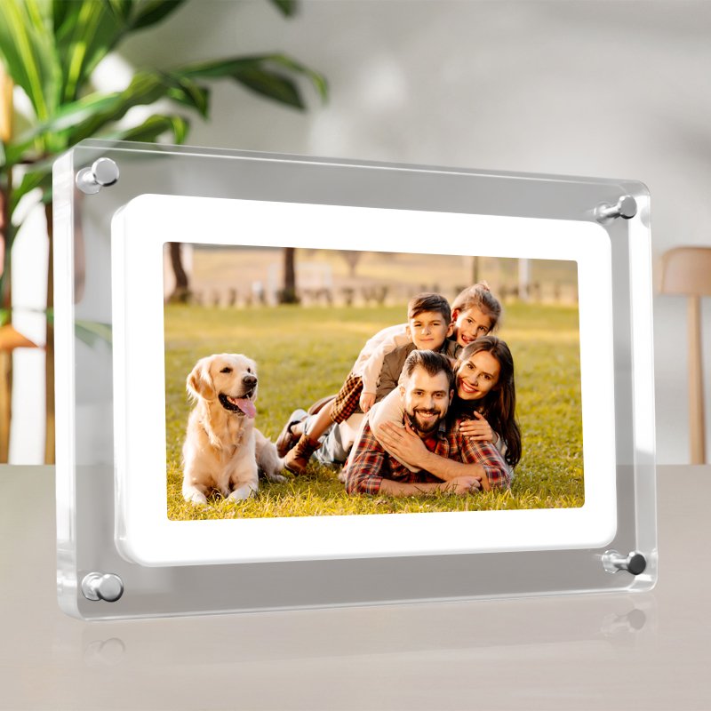Factory Supply Cheap Price logo customization Acrylic 7'' 7 Inch Digital Photo Frame With Rechargeable Battery