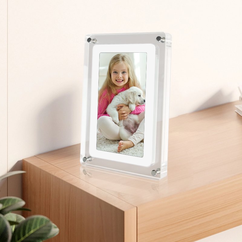 Factory Supply Cheap Price logo customization Acrylic 7'' 7 Inch Digital Photo Frame With Rechargeable Battery